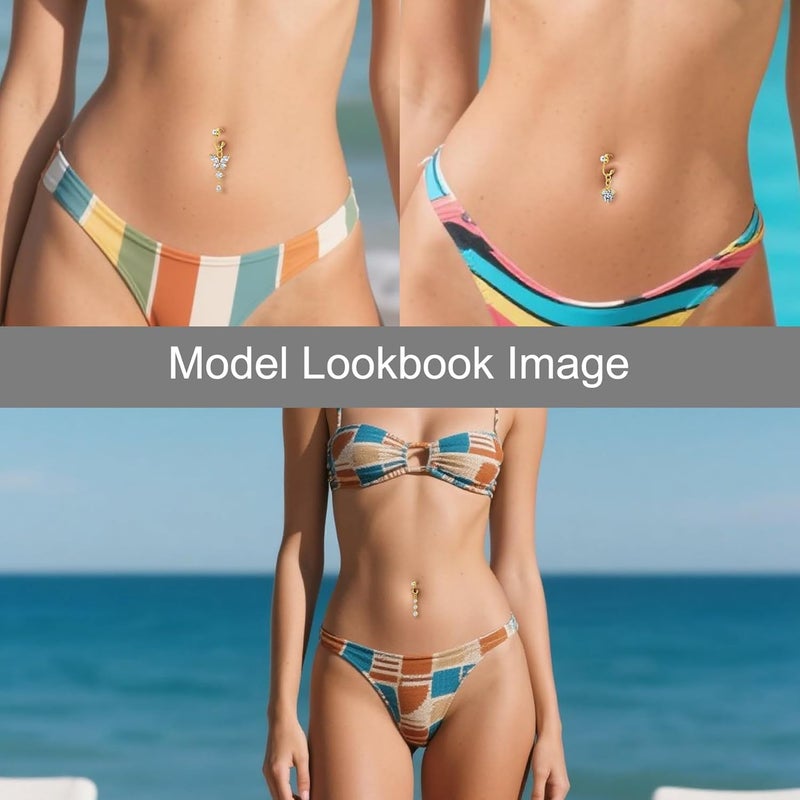 D.Bella Fake Belly Ring Fake Belly Piercing Clip on Belly Button Rings Surgical Steel Fake Belly Button Ring Fake Earrings Diamond Snake Dangle Non Piercing Fake Belly Piercing Jewelry - Image 4